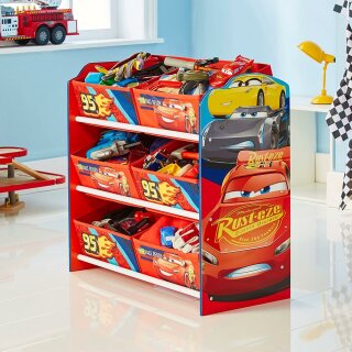 Disney Cars - Regal zur Spielzeugaufbewahrung mit sechs Kisten für Kinder