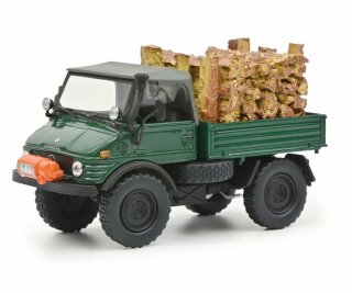 Schuco 450314800 - Unimog 406 mit Holzladung, 1:43   - Modellauto